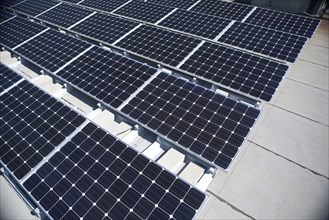 Solar panels absorbing sunlight