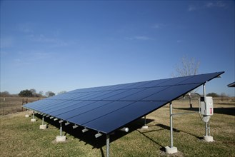 Solar panels in rural field