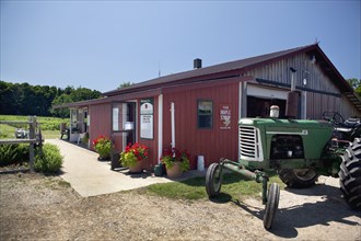 Tractor outside rural farm store