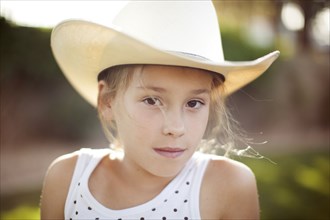 Caucasian girl in cowboy hat