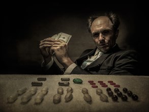 Caucasian businessman selling pills