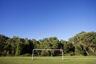 Soccer goal on soccer field