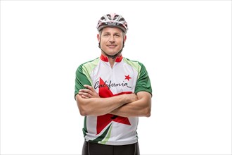 Caucasian cyclist smiling