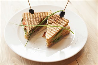 Close up of sandwiches on plate