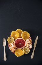 Close up of citrus fruit plate
