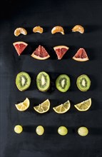 Fruit slices arranged in rows