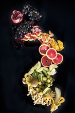 Sliced fruits arranged in spiral