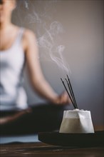 Incense burning in yoga studio