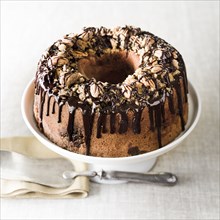 Chocolate icing on cake