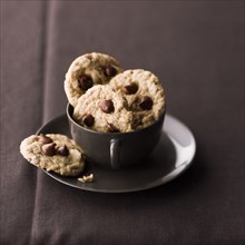 Chocolate chip cookies in cup