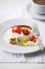 Plate of egg and mozzarella bread
