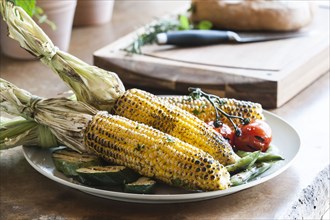 Plate of grilled corn