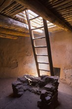 Ladder leading to Native American ruins at Pecos National Monument
