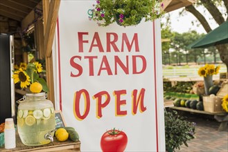 Open sign at farmers market