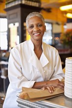 African American chef in cafe