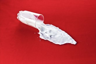 Glass with spilled milk