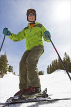 Caucasian man skiing