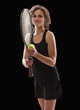 Caucasian tennis player preparing to serve ball