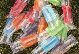Frozen popsicles on the grass