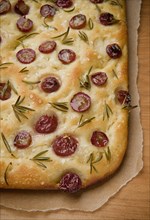Grapes baked into bread
