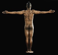 Rear view of nude African man