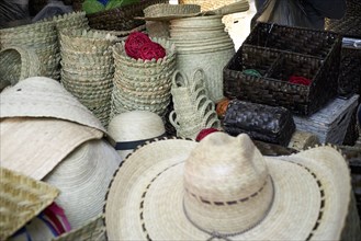 Baskets and cowboy hats in store