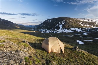 Camping tent in remote landscape
