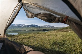 View from tent in mountains