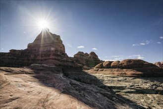 Sun over desert in Moab