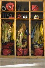 Firemen's gear at firehouse