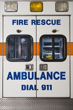 Rear view of ambulance