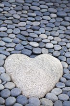 Heart-shaped stone on path
