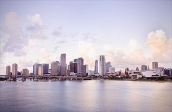 Miami city skyline and harbor