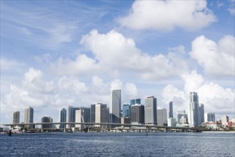 Miami city skyline and harbor