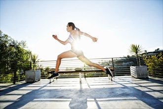 Chinese athlete running on balcony