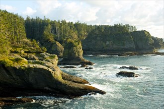 Ocean and rocky shore of remote area