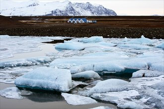 Glaciers melting on arctic beach