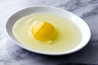 Close up of raw egg in bowl
