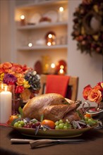 Thanksgiving roast turkey on platter