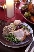 Thanksgiving dinner on plate