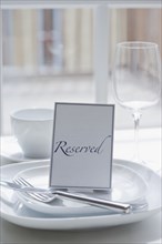 'Reserved' place setting at table