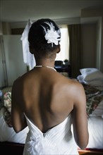 Back of African bride's wedding dress