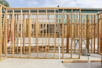 Wooden frame on construction site