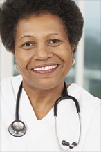 African American female doctor with stethoscope