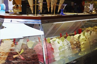 Italian gelato in display case