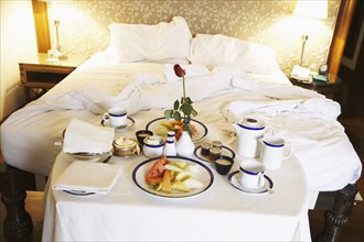 Breakfast room service in hotel room