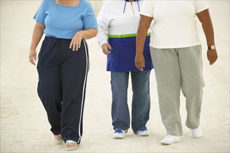 Overweight friends walking together
