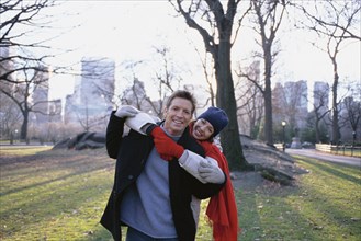 Couple hugging in Central Park