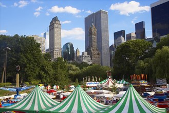 Tents and fair in urban park