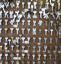 Racks of keys on wall